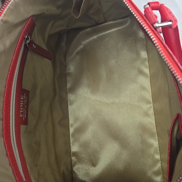 Large Furla Red Saffiano Leather Dome Satchel Handbag - Picture 8 of 10